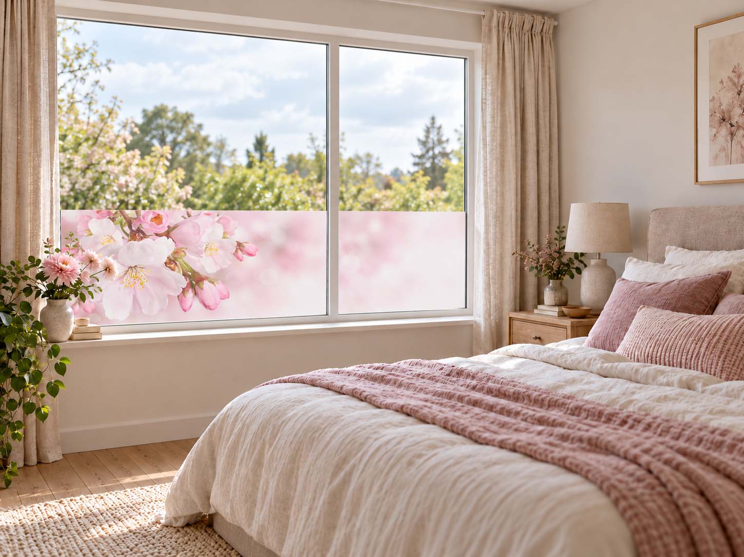 Horizontale raamfolie op maat gemaakt met print voor privacy