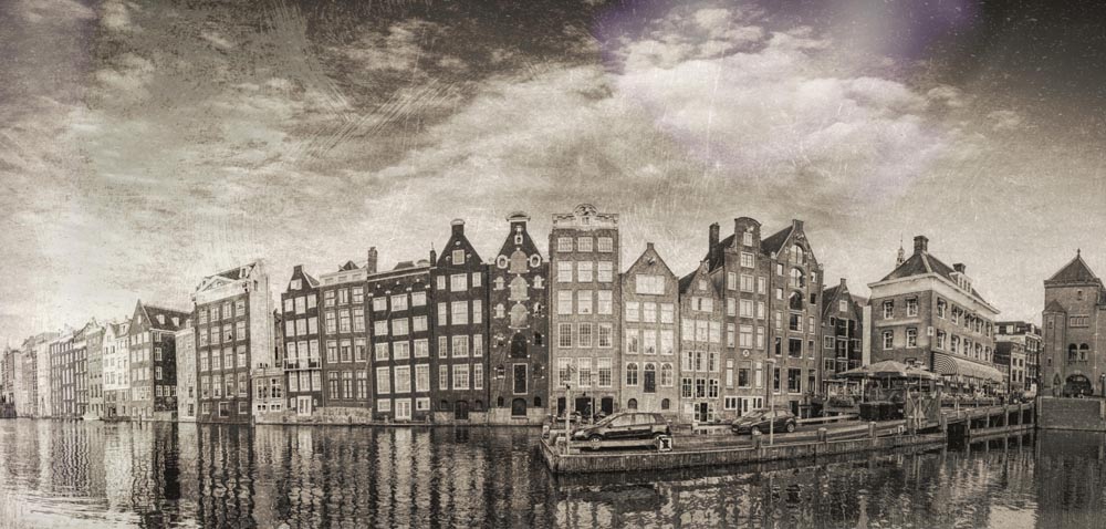 Smash stof in de ogen gooien walvis Fotobehang Vintage: Fotobehang oude foto van Amsterdam