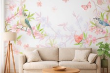 otobehang-aquarel-bloemen-vogels-en-vlinders-sfeervolle-woonkamer