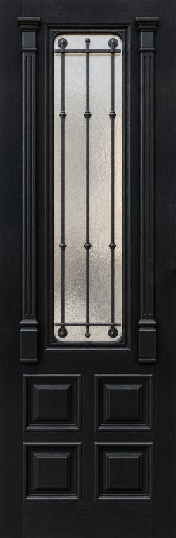klassieke zwarte voordeur met sierrooster C22 als XL deursticker zonder witte buitenrand