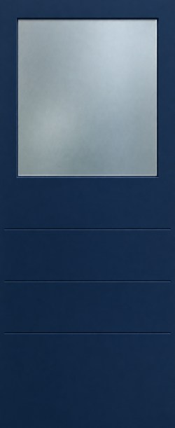 moderne donkerblauwe voordeur met breed raam M06 als XL deursticker zonder witte buitenrand