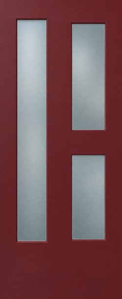 moderne bordeaux voordeur met asymmetrisch glas M30 als XL deursticker zonder witte buitenrand