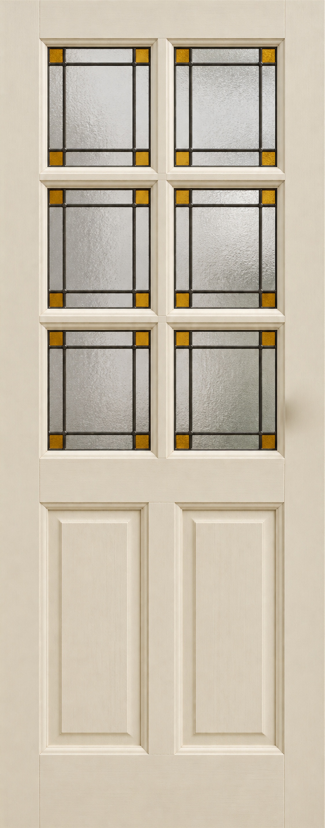 XL deursticker klassieke creme voordeur met glas in lood C04 op maat
