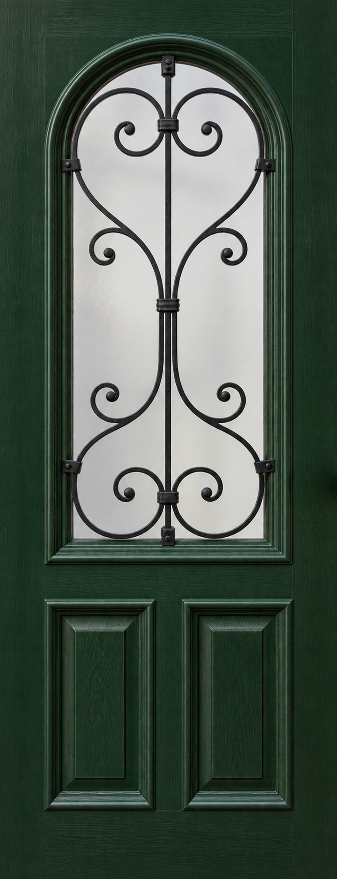 klassieke groene voordeur met sierkrullen C21 als XL deursticker zonder witte buitenrand