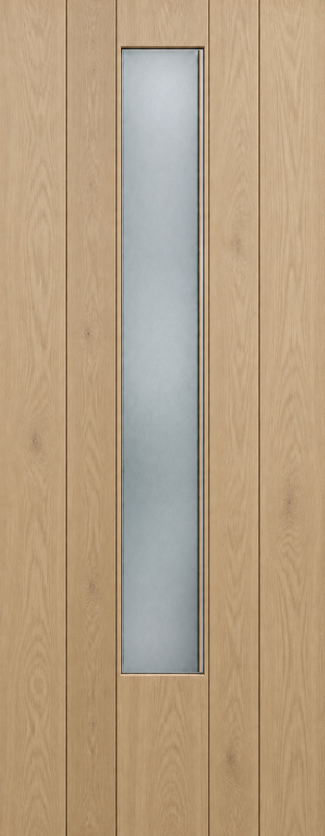 moderne eiken voordeur met verticale ruit M03 als XL deursticker zonder witte buitenrand