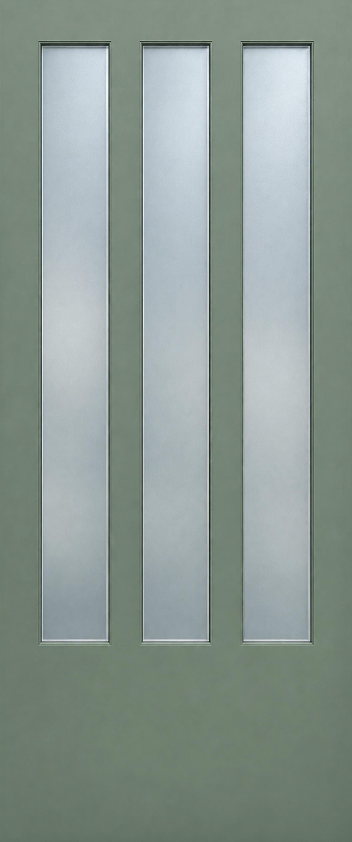 moderne saliegroene voordeur met drie ruiten M07 als XL deursticker zonder witte buitenrand