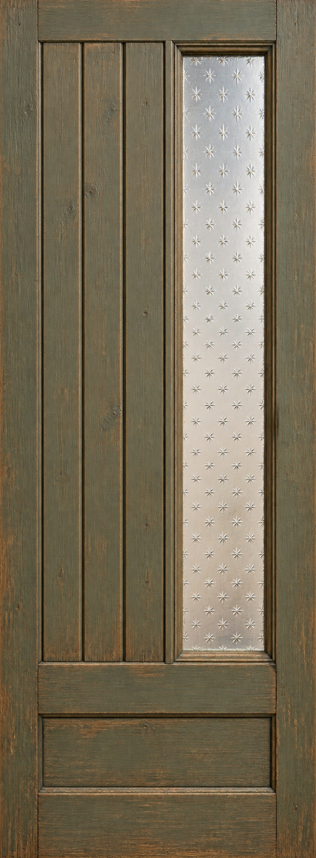 vintage houten voordeur met smalle glasstrook V16 als XL deursticker zonder witte buitenrand